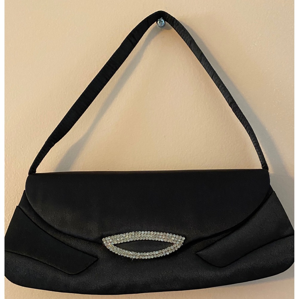 Vintage La Regale black clutch with rhinestones